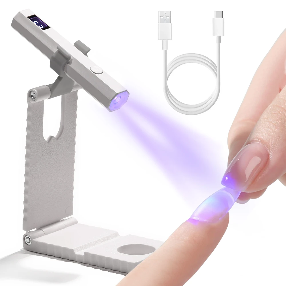 Professional Nail Lamp with Stand Handheld UV Light with LCD Display for Gel Nails Rechargeable USB Nail Dryer for Fast Curing