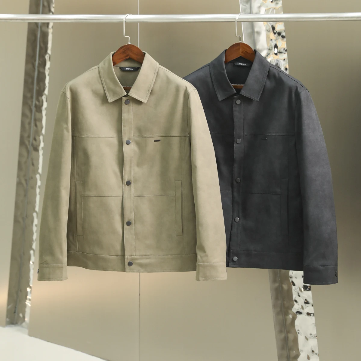 

High-End Men's Casual Collar Jaet Autumn Winter Polyester Fiber Stand Fit Faion Urban Sle Long Sve Outerwear