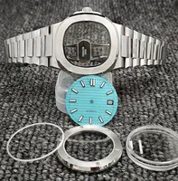 Nautilus Watch Case 39mm NH38 Watch Case Sapphire Mirror Case Kit for NH35/4R/NH38 Movement Watch Modification Repair Parts
