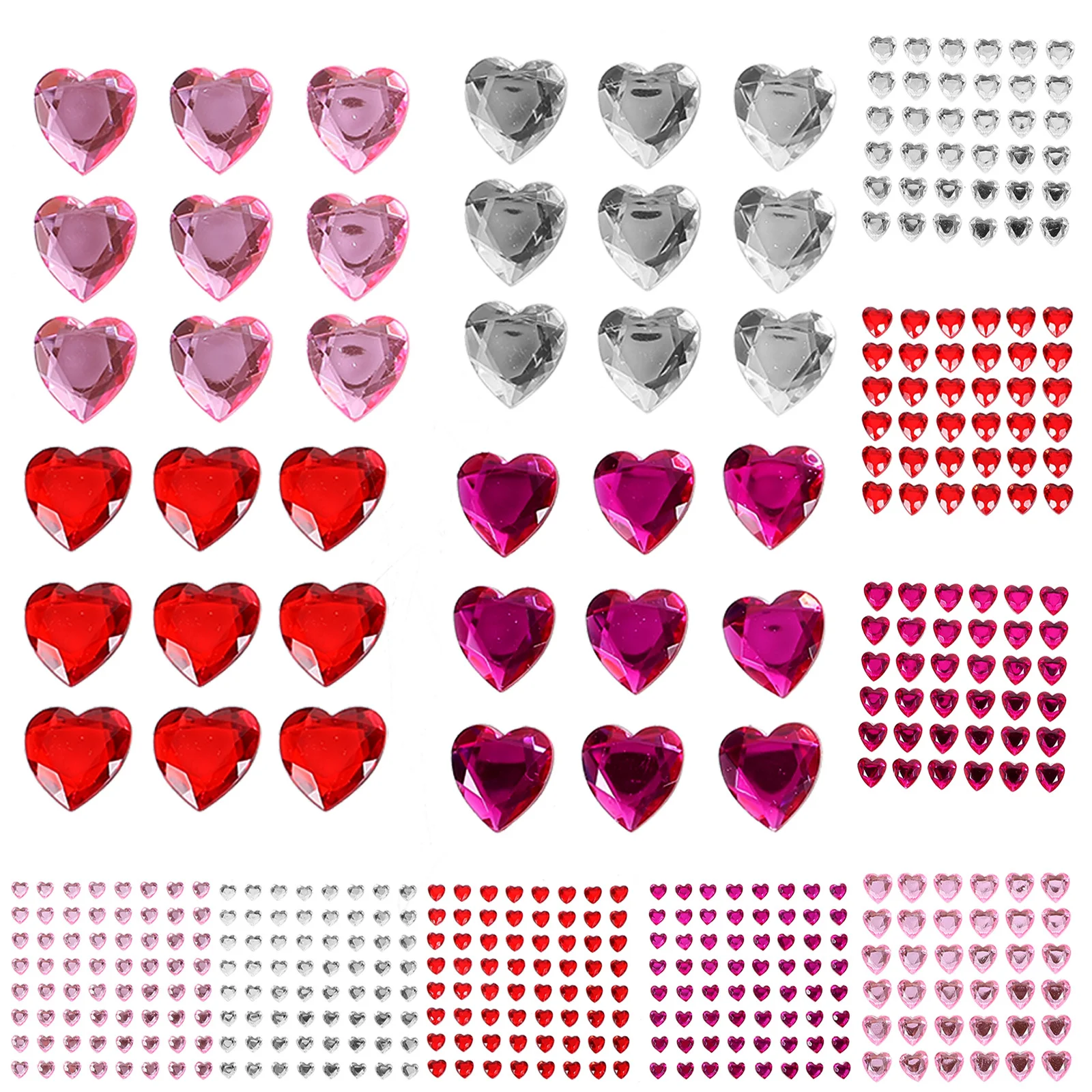 

Acrylic Heart Rhinestones 12 Sheets Stickers Self Adhesive for Face Nails Crafts Makeup Decor Gifts Heart Rhinestones