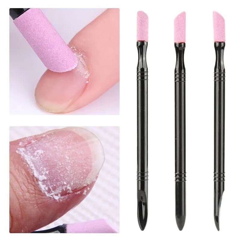 1 pcs Double-End Quartz Nail Cuticle Hangnails Remover Washable Dead Skin Pusher Trimmer Manicure Nail Art Tool Grinding Rods