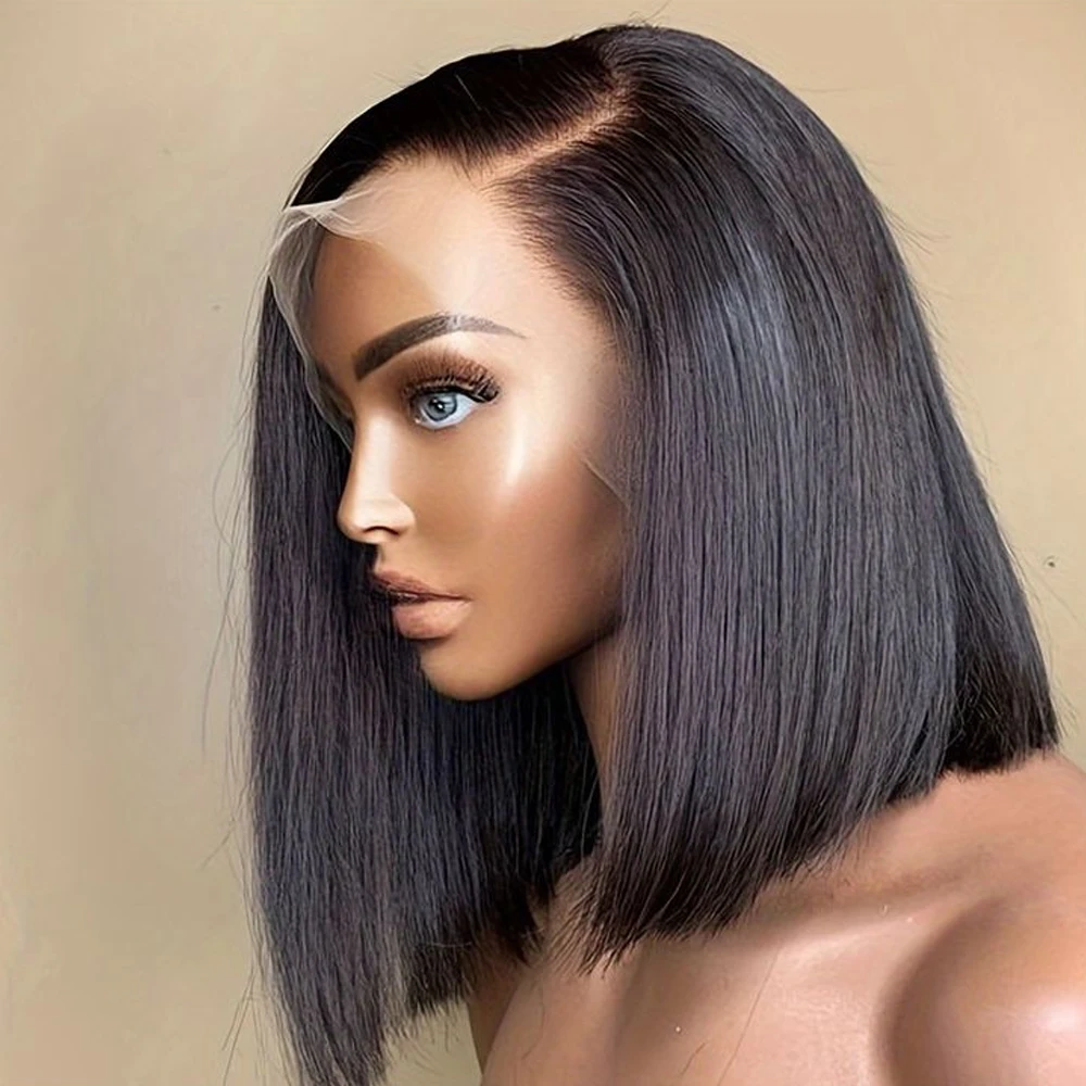 

On Clearance Sale Bob Human Hair Wigs 13X4 Lace Frontal Wig Human Hair 180 Density Brazilian Hair Pre Plucked For Women