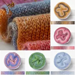 250M Soft Spring/Summer Rainbow Mohair Yarn Crochet Skirt Lace Gradient Color Cake Yarn Hand-Woven Soft Yarn DIY