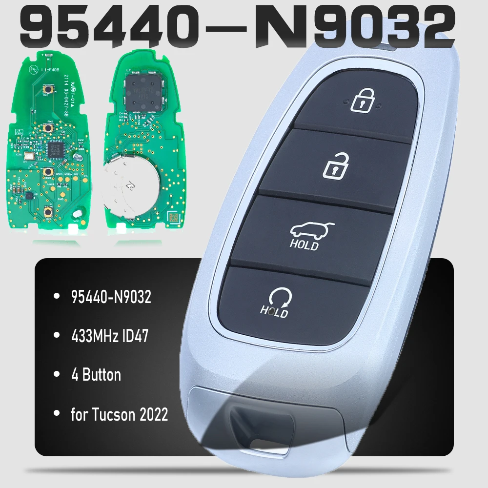 

KEYECU 95440-N9032 for Hyundai Tucson 2022 Smart Remote Key 4 Buttons 433MHz ID47 Fob keyless Go
