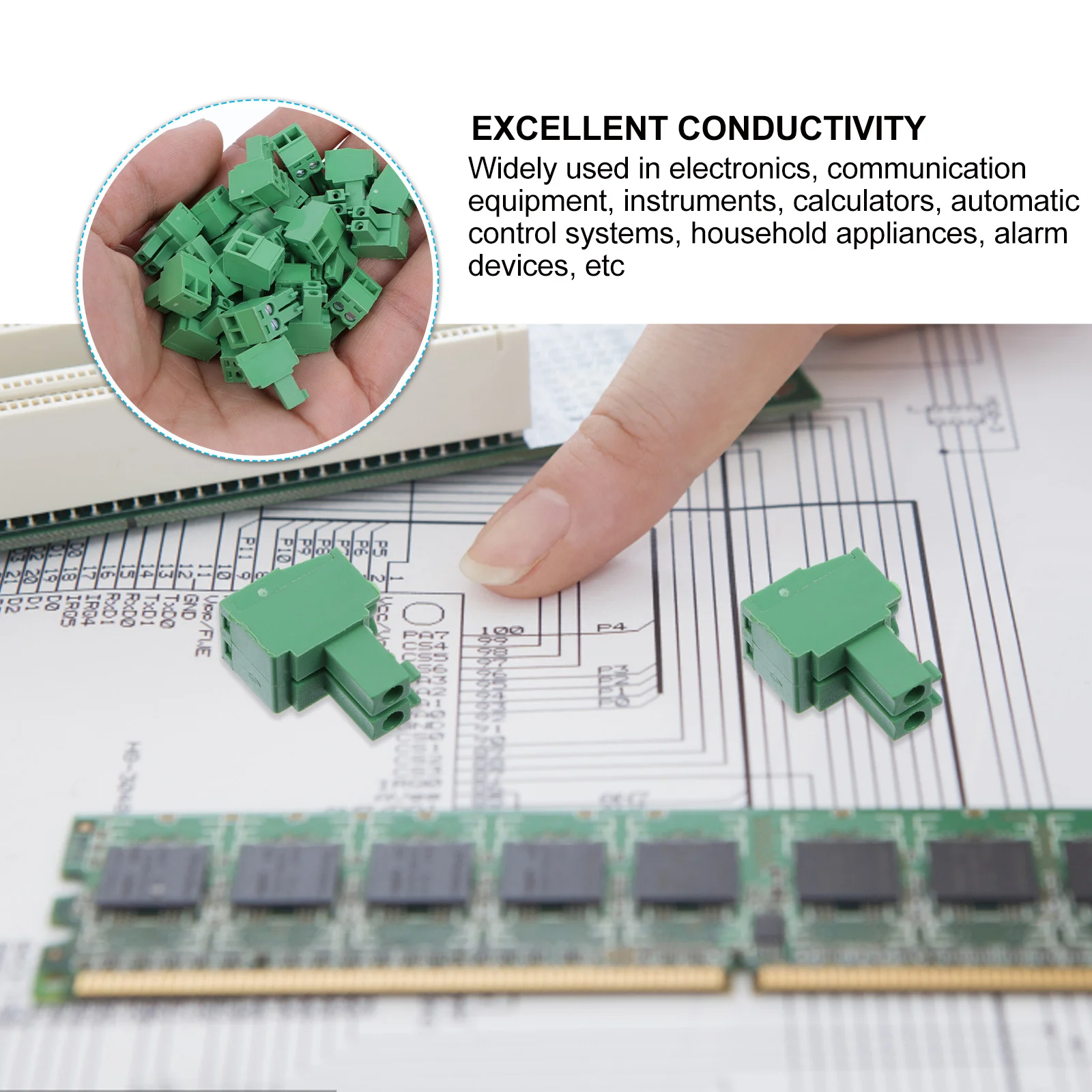 

50 pcs Pcb Terminal Block Connector 3.5Mm Right Angle Screw Type Flame Retardant Durable For Electronics Wiring Automation