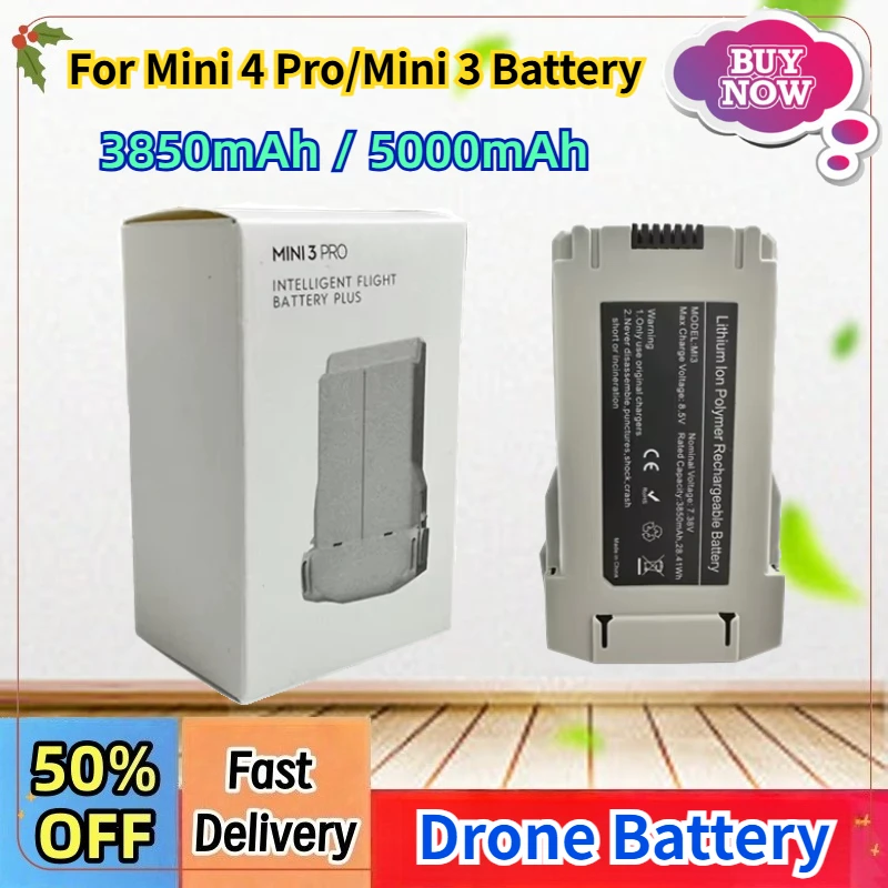 Batterie de vol intelligente pour Mini 4 Pro/Mini 3, capacité accrue 5000 mAh, temps de vol 50 minutes, compatible avec les drones Mini 4 Pro/Mini 3