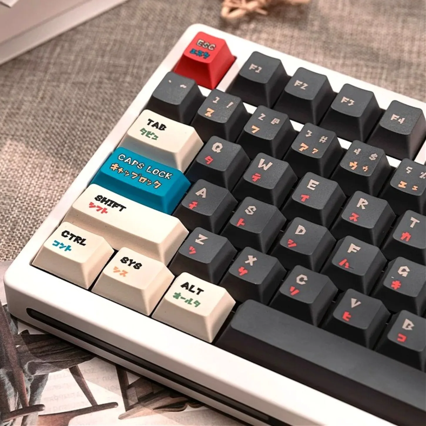 134 Keys Black White Personalized Keycaps Cherry Profile PBT for 60-108 Mechanical Keyboard