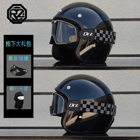 ORZ Personalized Motorcycle 3/4 Helmet Men's and Women's Fashion Retro Helmet Off road Racing Casco Motorcycle