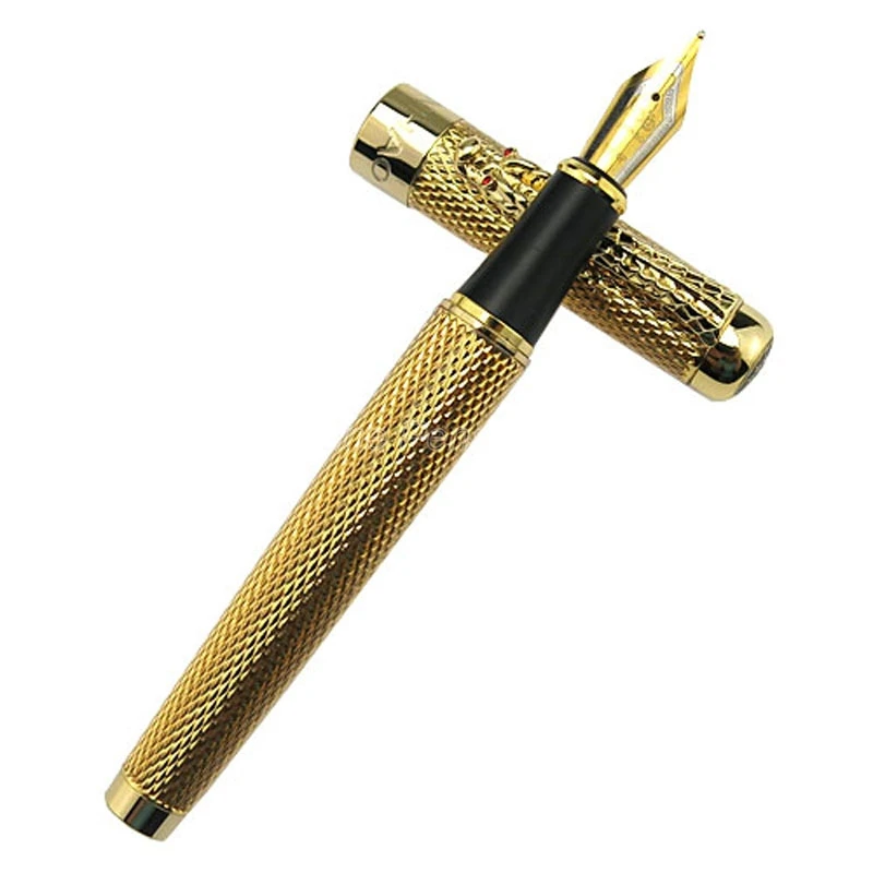 

Jinhao 1200, элегантная перьевая ручка, красивая рябь с зажимом в виде дракона, серебряная металлическая чернильная ручка для резьбы, перьевая ручка для письма