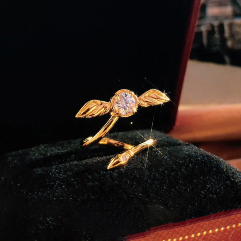 

Золотой снитч-шар, регулируемое золото, серебро, вращающееся кольцо, ювелирный реквизит, женские и мужские подарки для пар