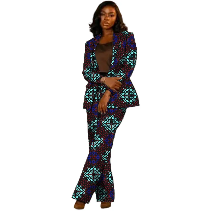African Couture Women's Suit Ethnic Style Print Female Blazers With Pants Customized Ladies' Gown