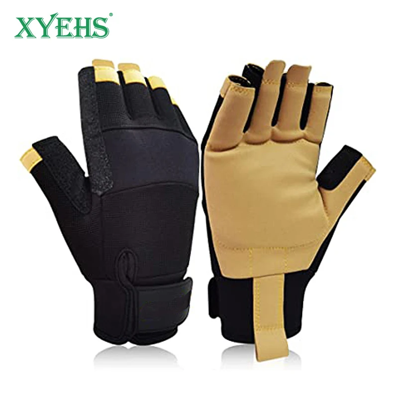 XYEHS 1 Pair Professional Half-Finger Anti-Vibration Gloves Safety Mechanic Work Gloves Breathable Shockproof HAVS Prevention