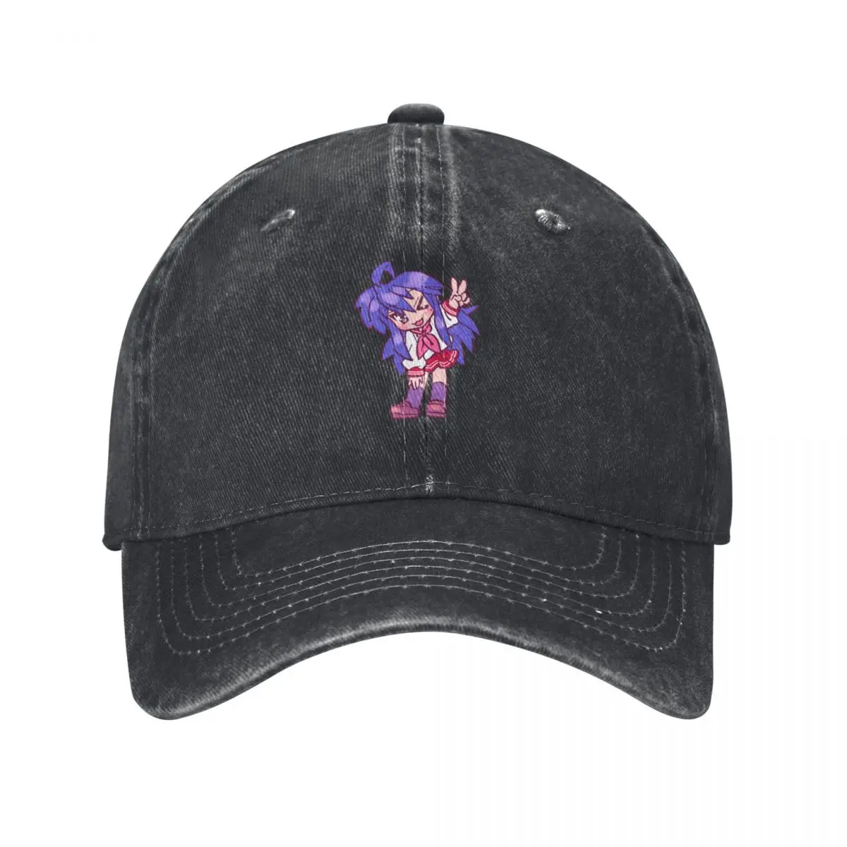 I draw bright pink chibi izumi konata doing a peace sign / lucky star Baseball Cap Anime foam party Hat Women's Beach Men's