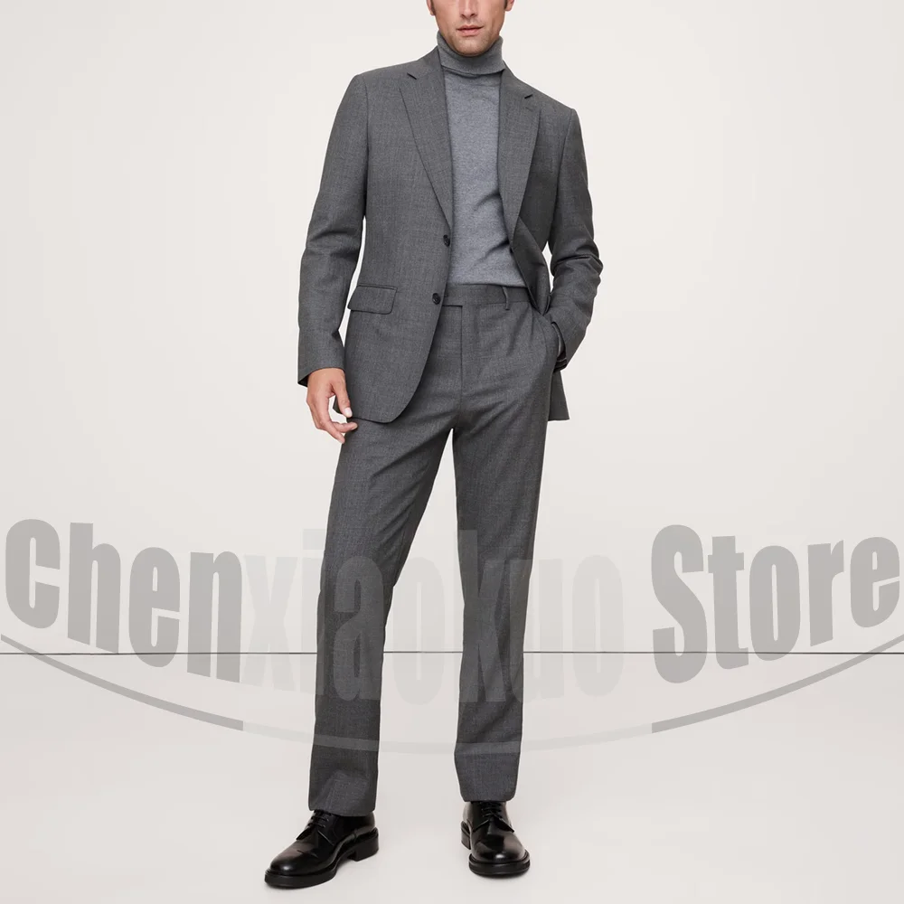 

Chic Notch Lapel Men Suits Single Breasted Business Casual Outfits Solid Color Elegant Wedding Party Male Suit (Jacket+Pants)