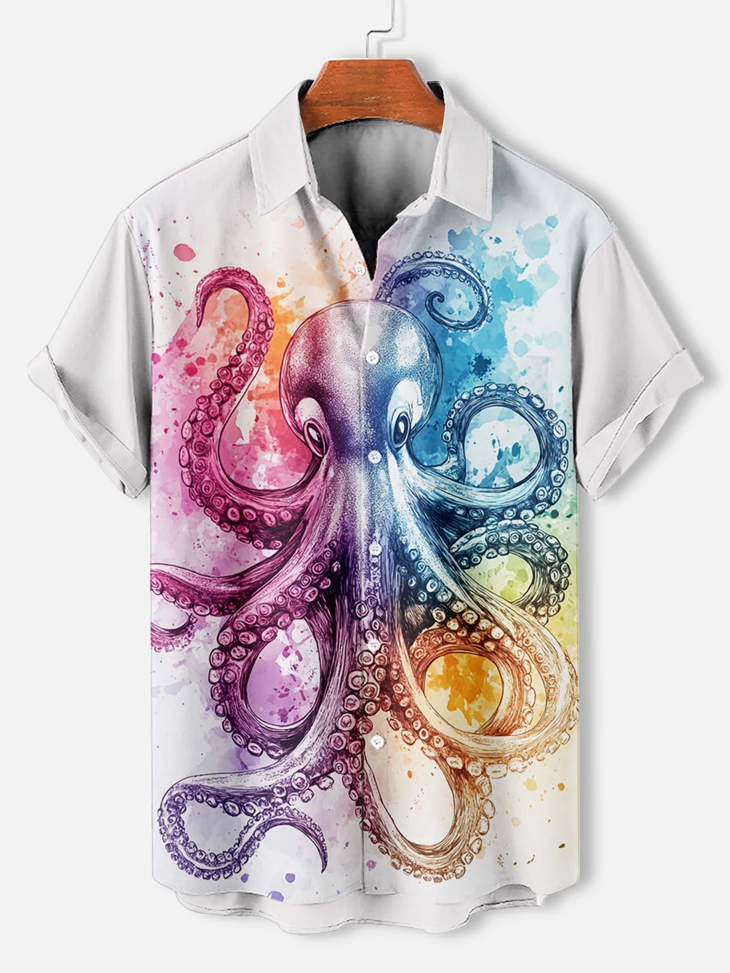 Funny Octopus 3D Printed Beach Shirts Casual Hawaiian Beach Shirt Spring Summer Male Short Sleeve Animal Button Tops Clothing