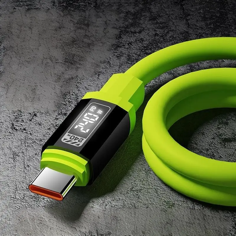 ‌240W USB-C to C Fast Charging Cable with Digital Power Display - 1.5m Long, Glossy Finish, High-Power Output‌