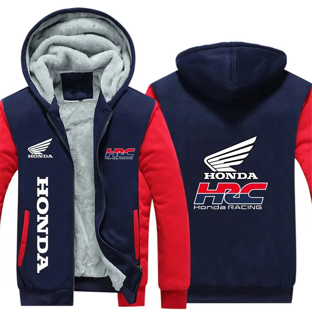 

2026Honda racing Men's New Hoodies Sweatshirts Autumn Winter Warm Thicken Fleece Fashion Zipper Coats Jackets Harajuku Top