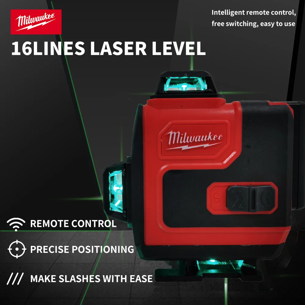 Milwaukee Original Laser Level Green 16 Lines 4D Self Leveling 360 Horizontal And Vertical Super Powerful Laser level Beam