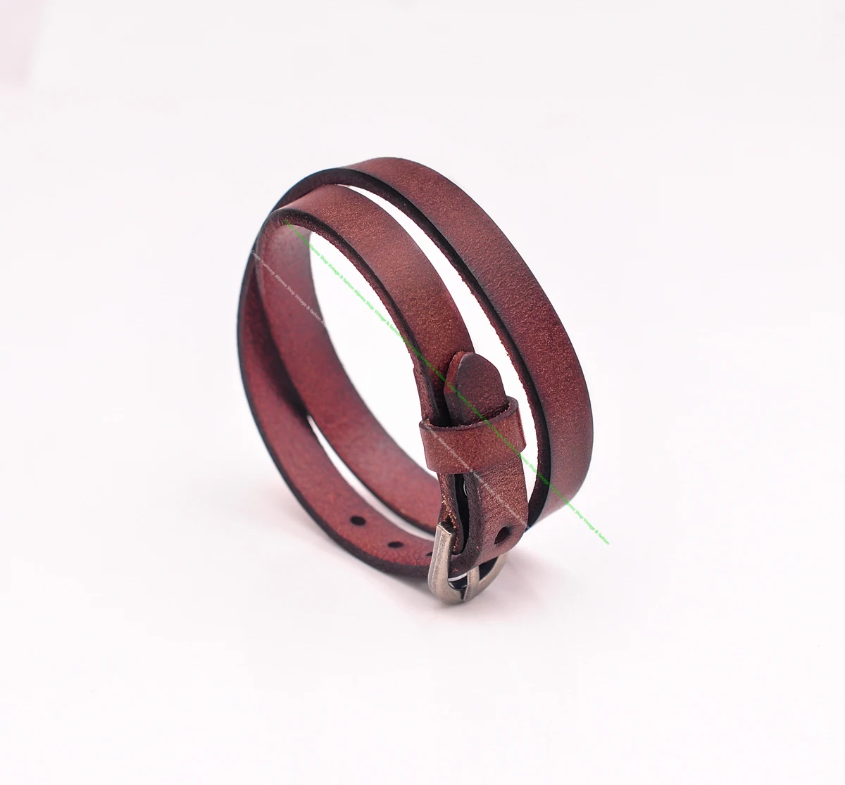 G564 Dark Brown Biker Western Quality Double Wrap Cowhide Genuine Leather Bracelet Cuff  Wristband Friendship Gift