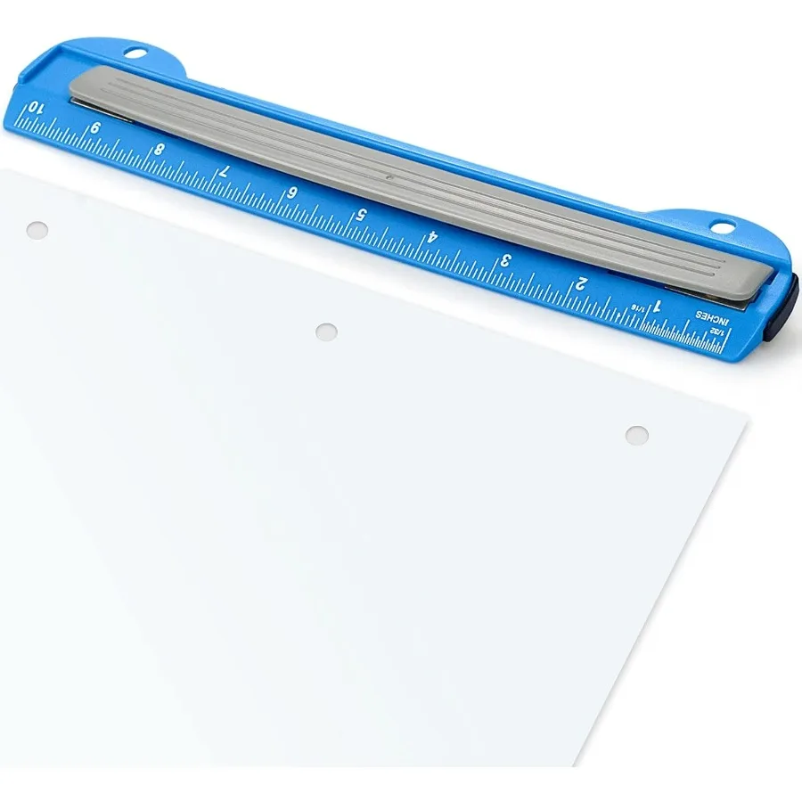 Penghancur Kertas Portabel 3 Lubang untuk Binder Ring dengan Penggaris Terintegrasi Kapasitas Hingga 5 Lembar Ideal untuk Penggunaan di Kantor dan Sekolah Tahan Lama Biru