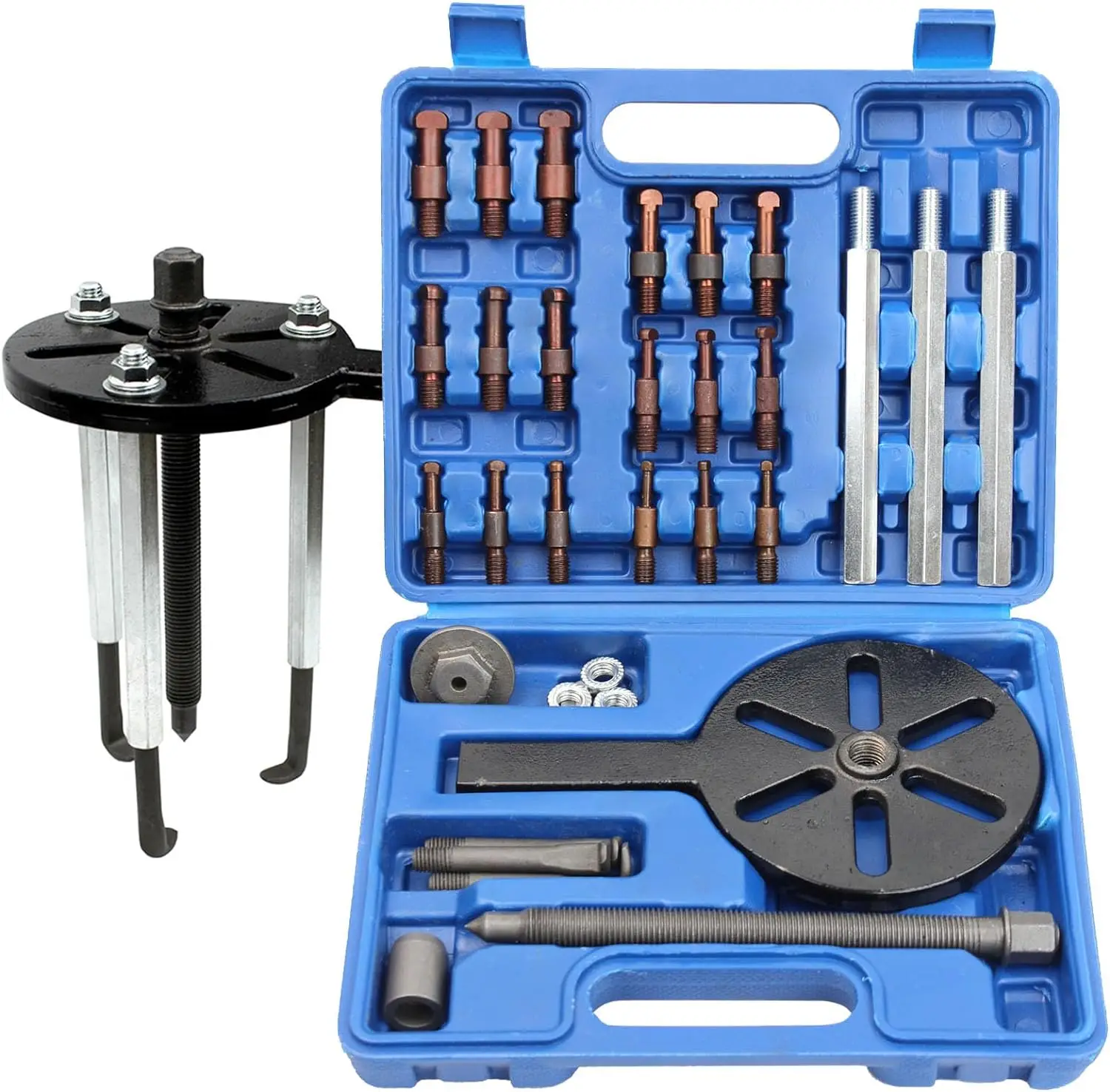 

21 in1 Bearing Puller Kit,Bearing Removal Tool Bearing Disassembly Gear Puller w3-jaw Hooks 6 Sizes Red Stel Inner HoleExtractor