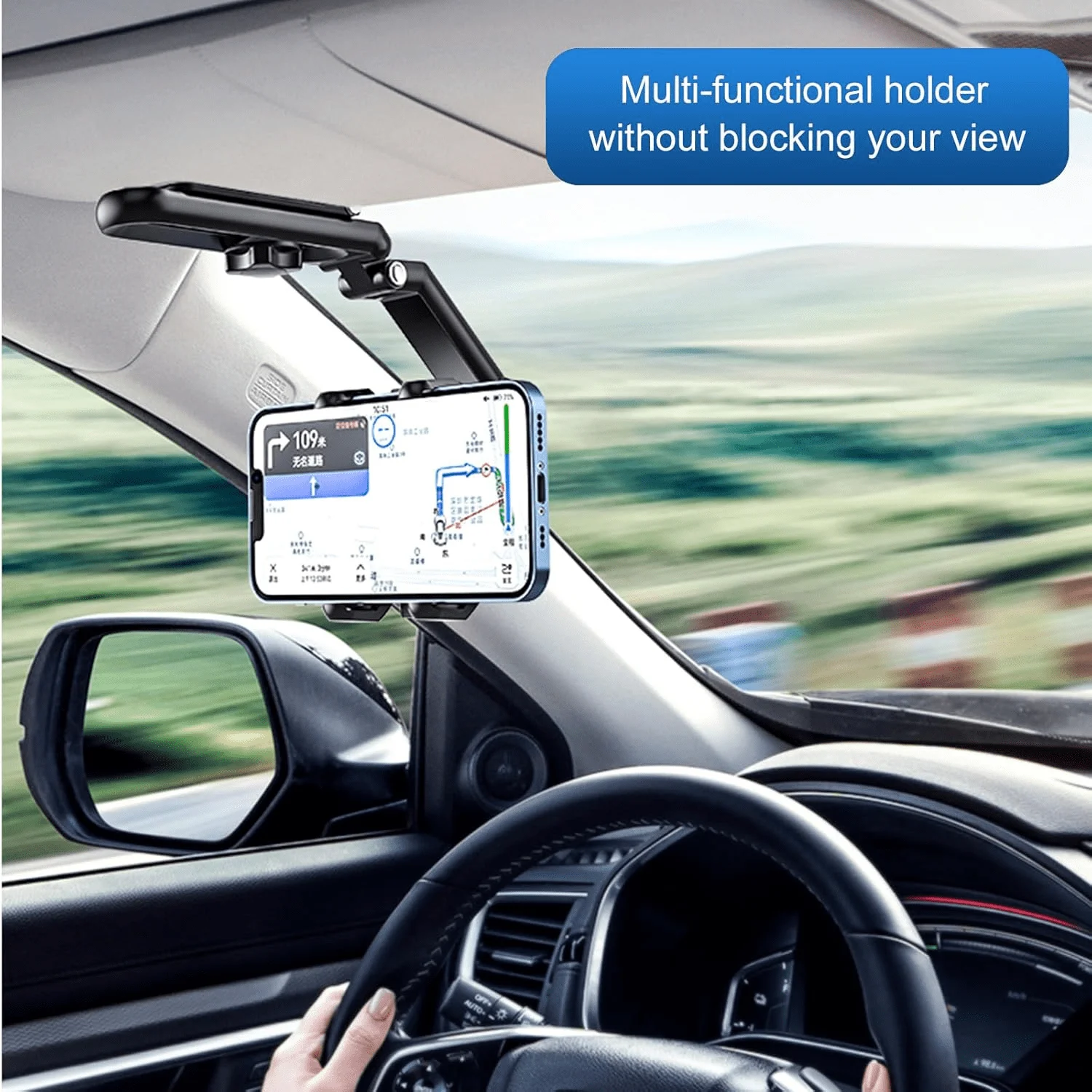 

2024 Upgraded Sun Visor Phone Holder 360° Rotatable Universal Car Mount For Most Smartphones