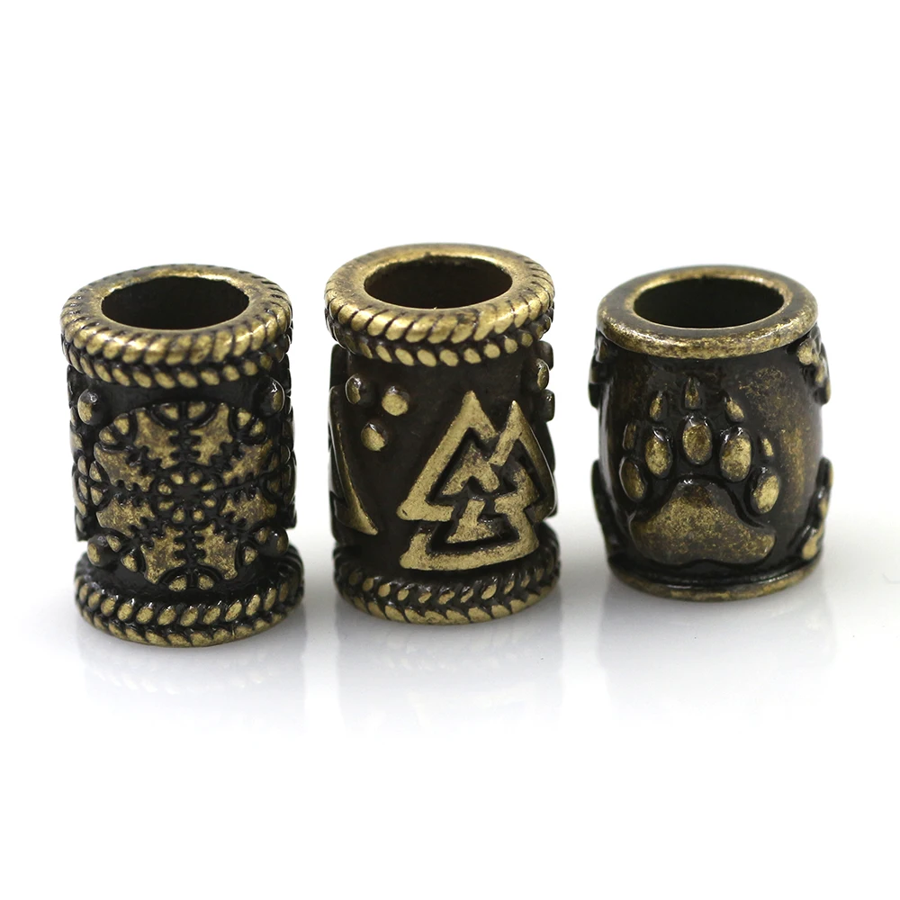 Stainless Steel Antique Bronze Viking Spacer Beads for DIY Paracord Knife Lanyard Jewelry Accessories Leather Bracelet Making