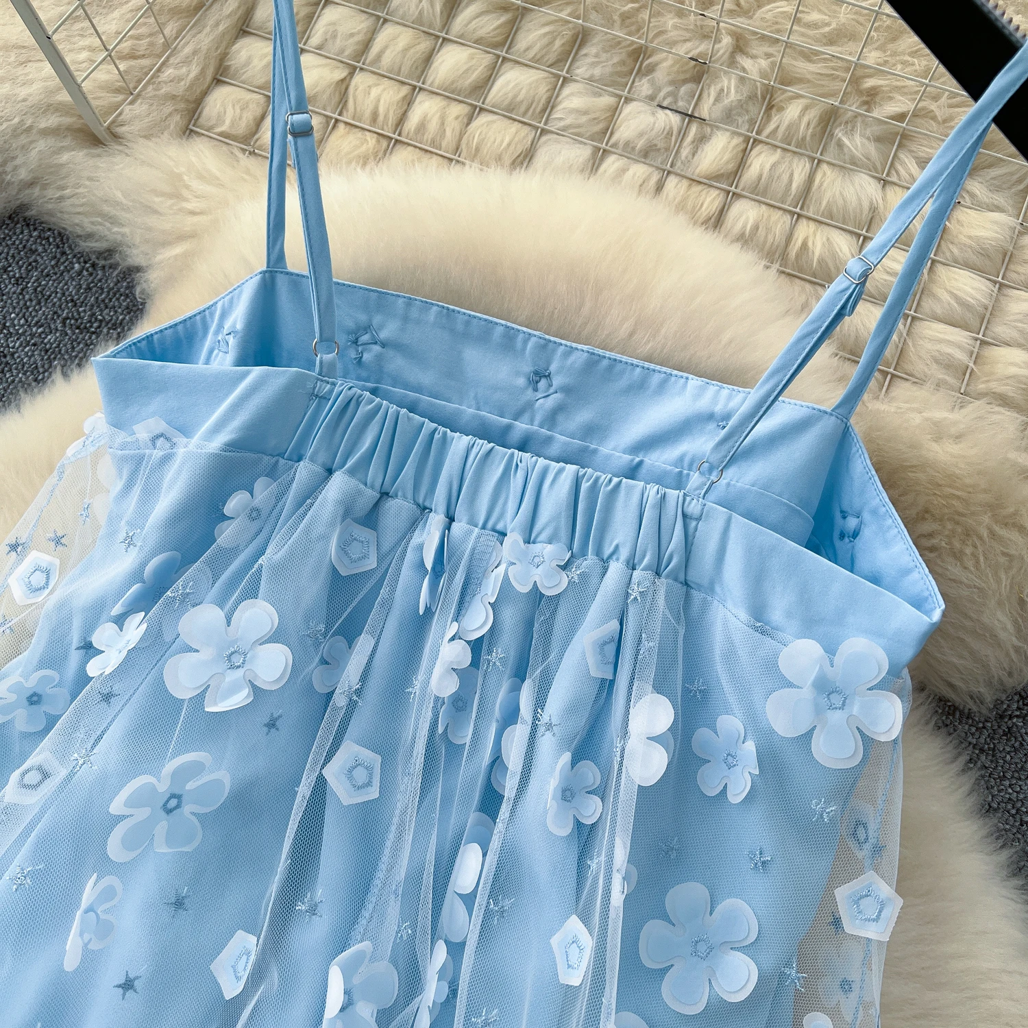 Chique vintage gesplitste mesh zoete elegante fee Koreaanse mode Boho zonnejurk dameskleding lange jurk