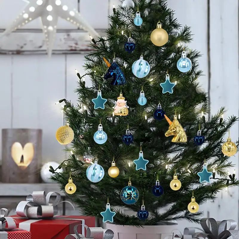 Christmas Ball Ornaments 72PCS Hangable Tree Ornament Assortment Set Tree Ornament For Party Wedding Graduation Christmas