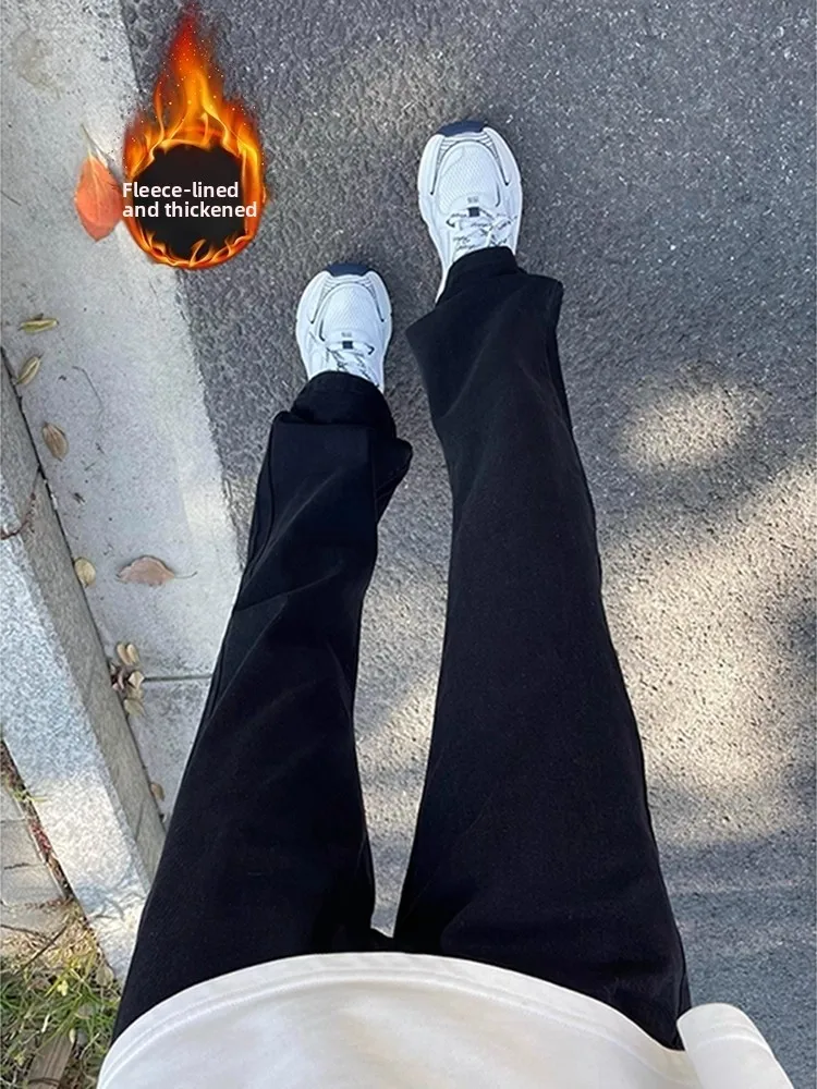 

American High Street Fce Lined Jeans Men's Autumn Winter Cleanfit Tall Jeans Extended Straight Leg Trousers