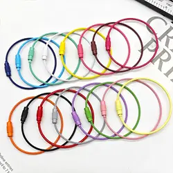 10pcs/lot Stainless Steel Wire Keychain Ring Key Keyring Circle Rope Cable Loop Outdoor Camp Luggage Tag Screw Lock Gadget