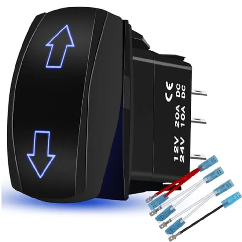 1/2pcs 7-Pin DPDT Momentary Rocker Switch With Blue Backlight Waterproof For Marine Cars RVs Boats Easy Installation