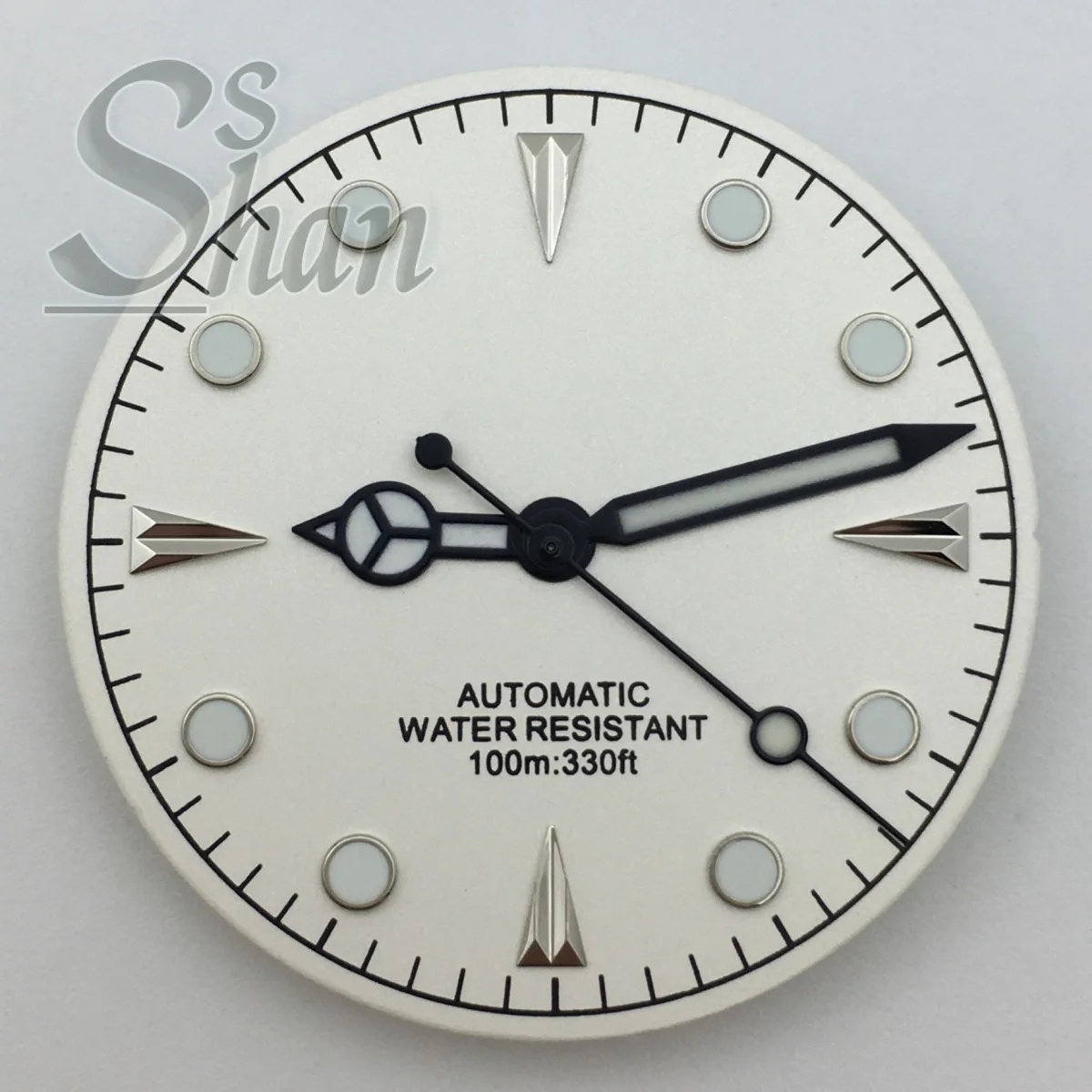 29mm White Dial and Snowflake Pointer Suitable for Replacement Parts of NH35 NH36 ETA2824 PT5000 Movement Green Luminous
