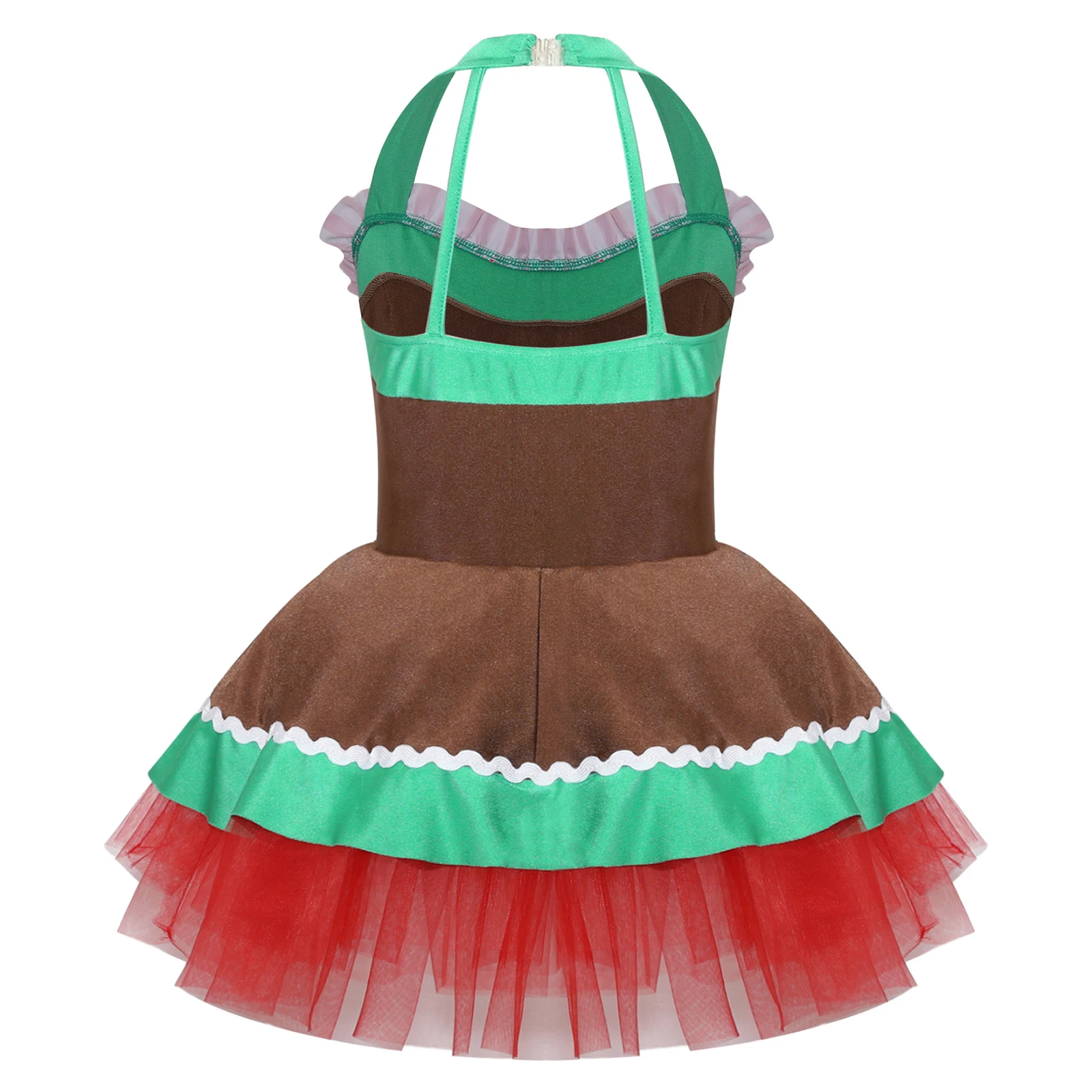 Kid Girl Gingerbread Man Cosplay Costumes Ballet Dance Tutu Dress Bodysuit Christmas Ginger Bread Xmas Party Santa Tulle Dresses