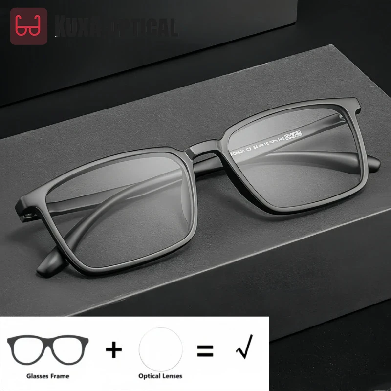 

Очки для чтения KUXA TR90 с оптической коррекцией зрения для мужчин и женщин, квадратные, для близорукости, дальнозоркости, прогрессивные, 6620CF