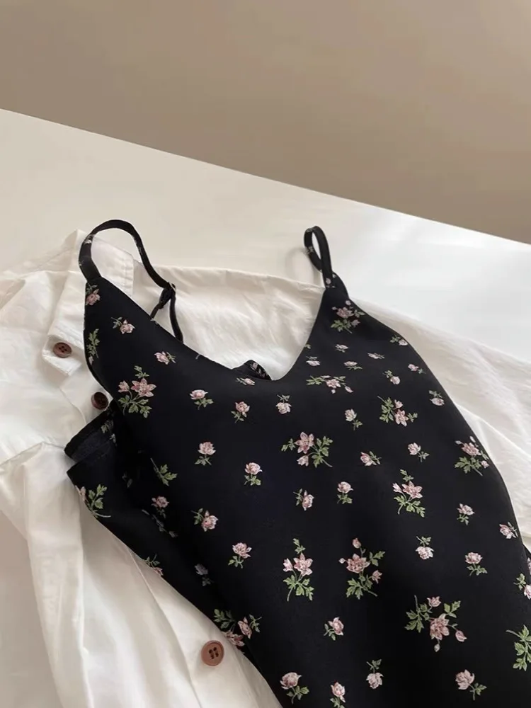 فستان Bla Floral V-ne للسيدات دكتور صيفي للتخسيس مثير بحمالات فستان كوري مناسب للأعمار من 25 إلى 29 عامًا #1