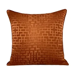 Contemporary Orange Red Geometric Pillow Case Woven Jacquard Velvet Home Cushion Cover Decorative 45 x 45 cm 1 Pc Pack