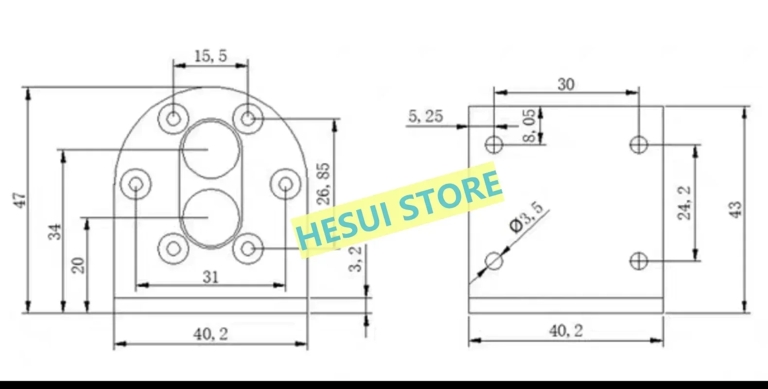 37GA 37GB DC gear motor seat iron support Horizontal mounting seat car robot accessories