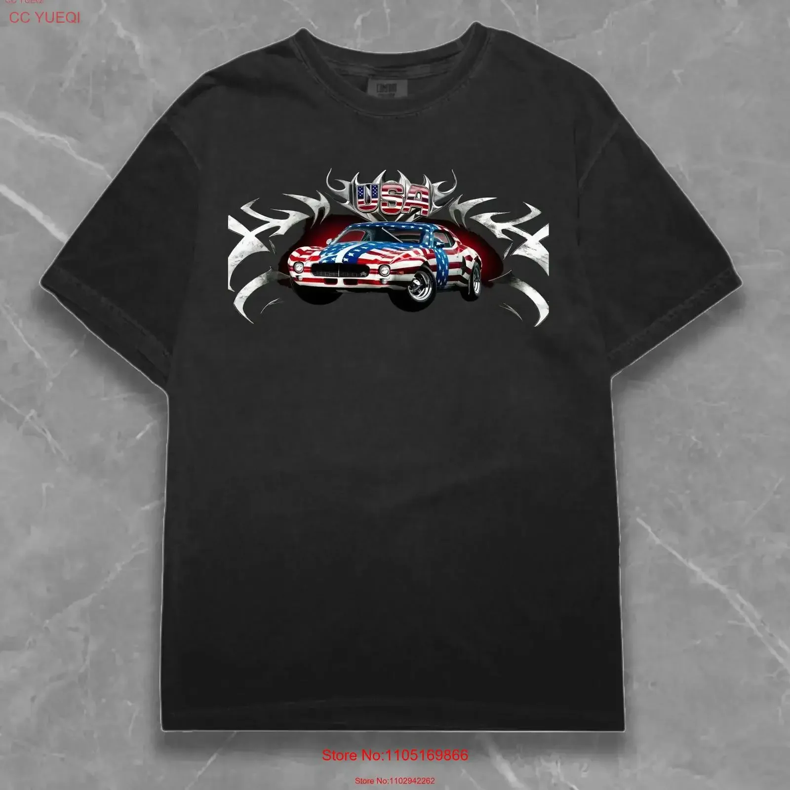 

Patriotic USA Car T Shirt Unique Lover Stylish American Flag Design Perfect for Auto Enthusiasts Vintage Cars vintage Washed