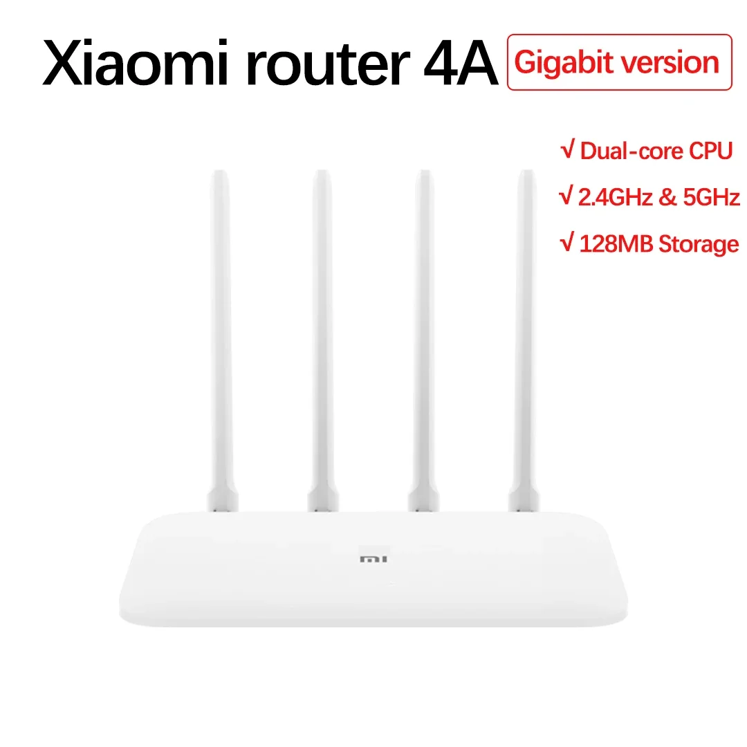 

Xiaomi Mi 4A Router Gigabit Edition 2.4GHz & 5GHz WiFi 16MB ROM + 128MB DDR3 High Gain 4 Antenna Mihome APP Control IPv6