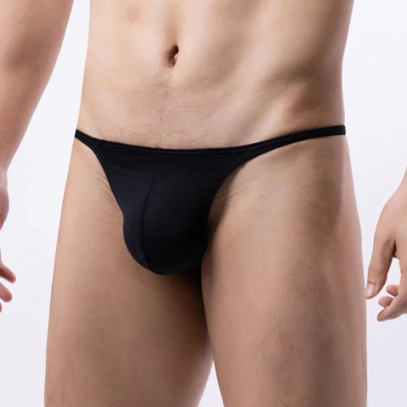 Low-rise Sexy Men Thongs Underwear Ice Silk Thin G-string Tanga Hombre Man T-Back U Bugle Pouch Panties Erotic Underpants Bikini