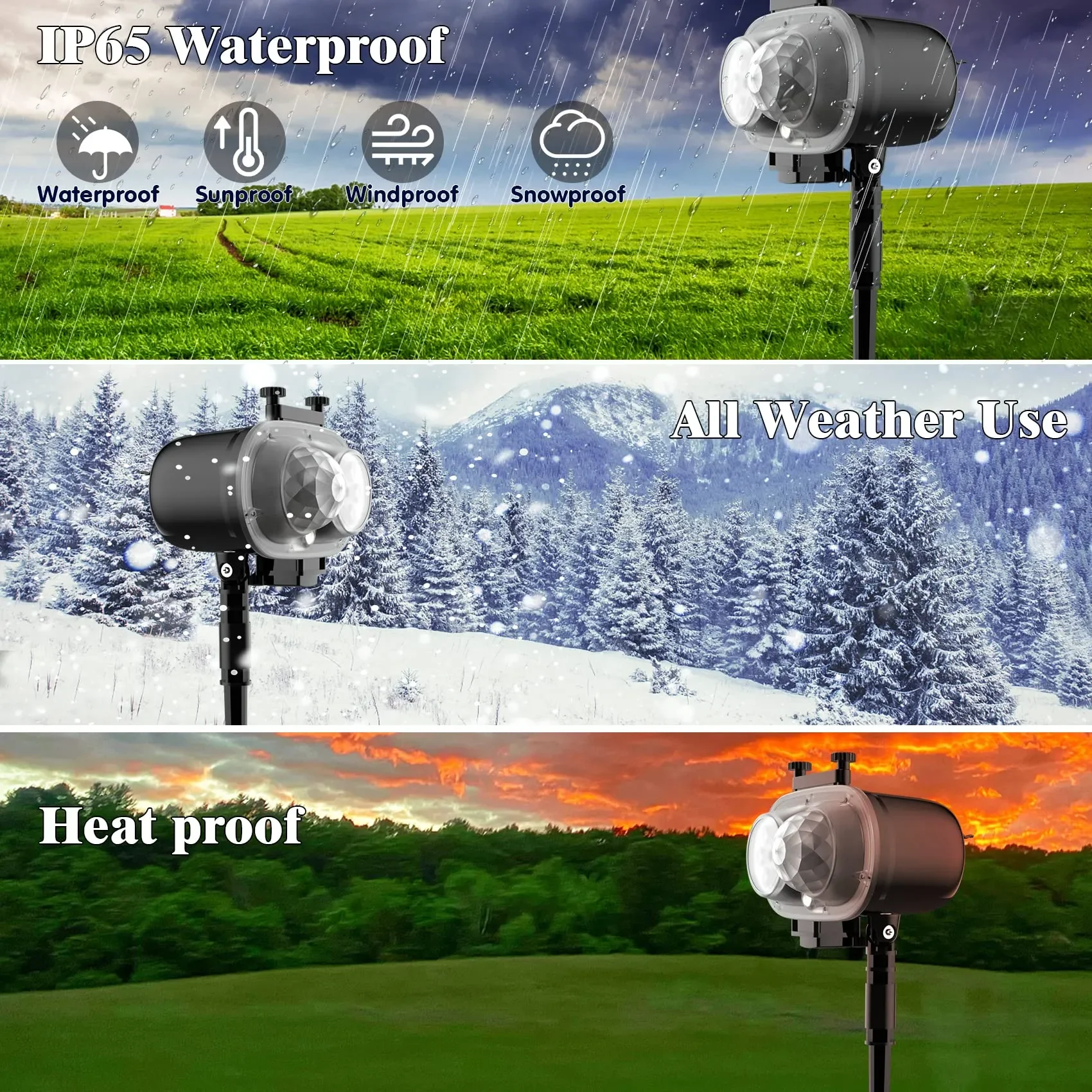 Christmas Halloween Projector Lights Outdoor 3D Ocean Wave & 16 Patterns Waterproof Laser Projector for Indoor Halloween Holiday