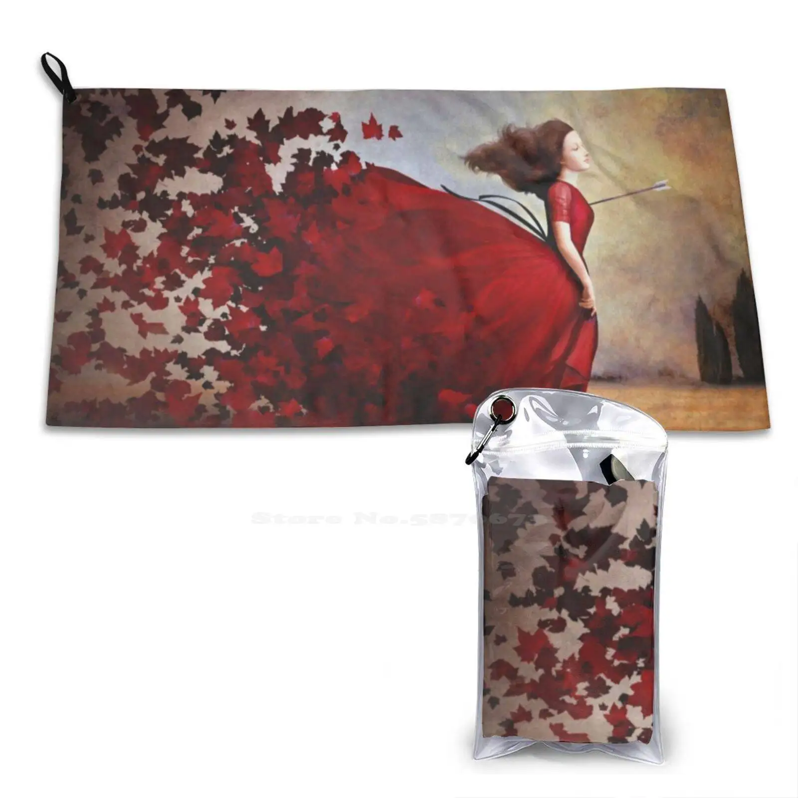 Amor Soft Towel Quick Dry Beach Towel Love Amor Woman Feeling Red Mood Fantasy Magic Surreal Night Christian