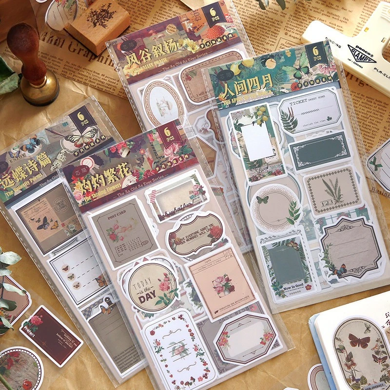 26pcs/1 lot Sticker Pack The 'Time Remains the Same' Series - Retro-Themed Irregular Shouzhi Decorative Materials