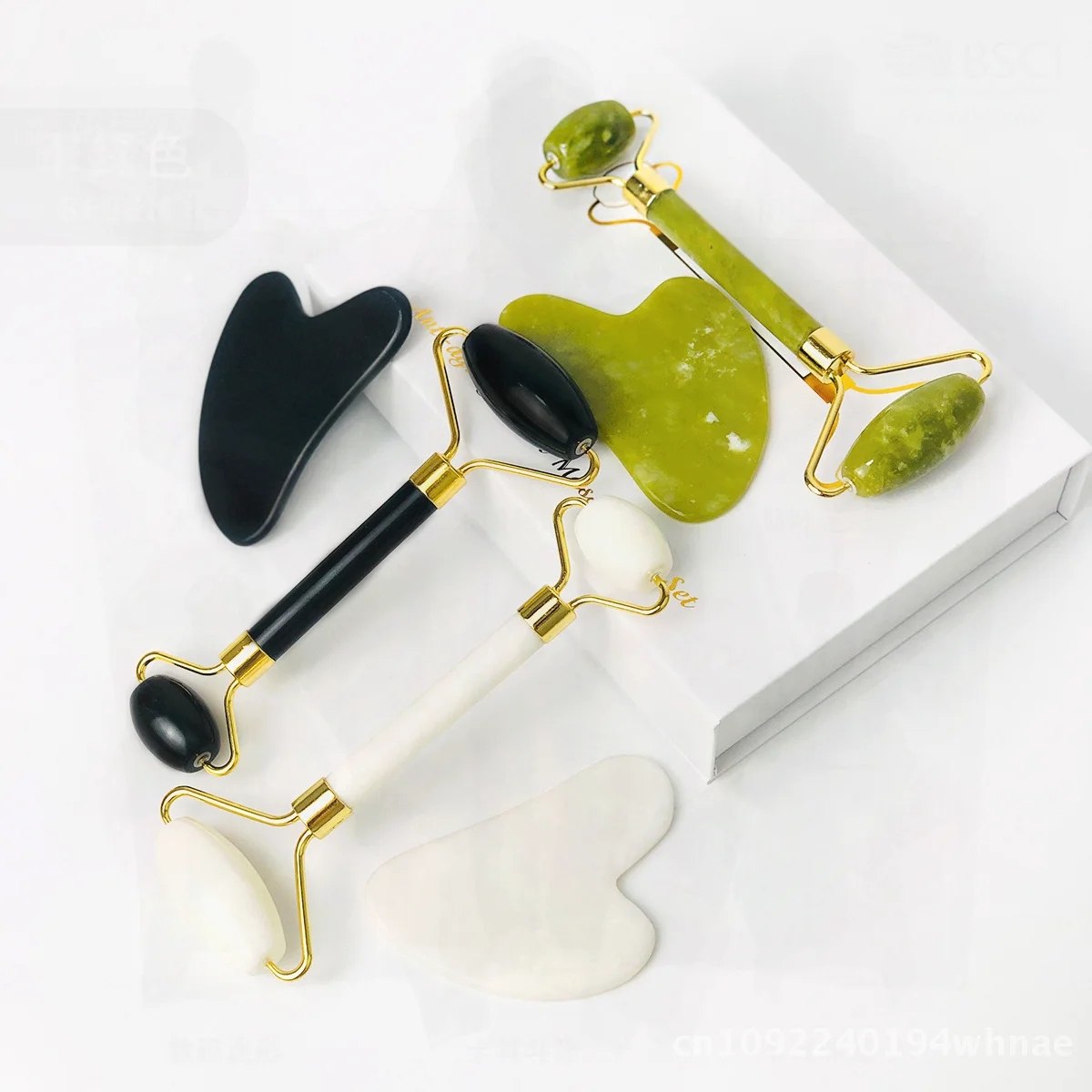 أدوات تدليك الوجه والرقبة ذات العرض المباشر، أسطوانة تدليك اليشم ولوحة غوا شا للوجه - أداة تجميل متعددة الوظائف رقم #5