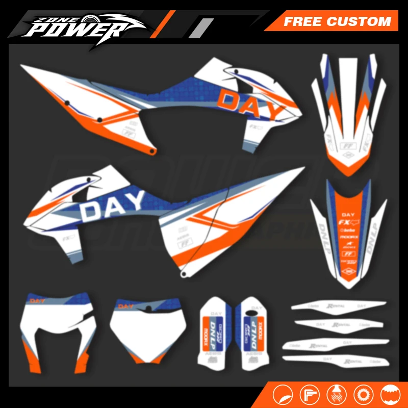 Powerzone Custom Team Graphics Decals Sticker Kit for KTM EXC EXC-F 2020 2021 2022 2023 SX SXF 2019 2020 2021 2022