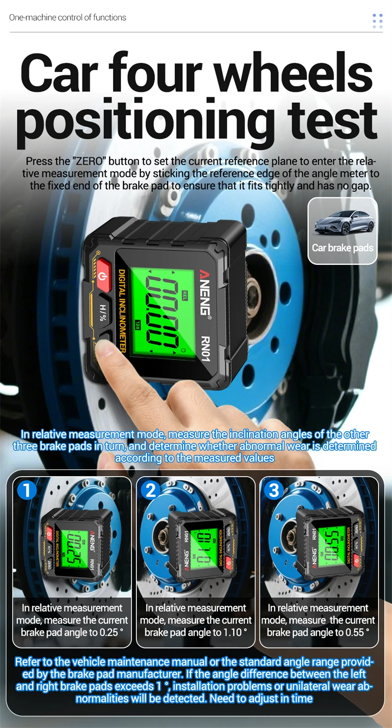 ANENG RN01/RN02/RN03 Digitaler Neigungsmesser Vierseitig Magnetisch Automatische Bildschirmumklappung Multifunktionaler Mehrwinkel-Horizontalmesser – Detail 6