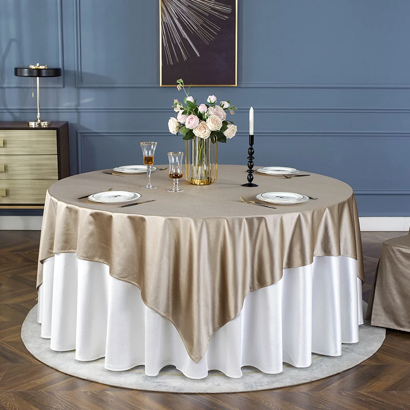 Satin Round Table Cover 4/6FT High quality hotel banquet wedding home two-piece tablecloth set