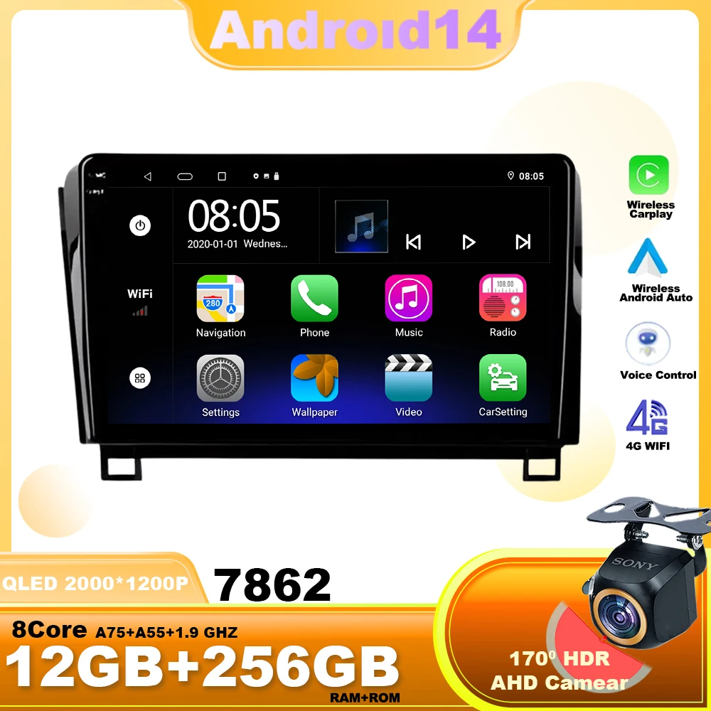 

Android14 For Toyota Tundra XK50 2007 - 2013 Sequoia XK60 2008 - 2017 Car Radio Multimedia Video Player Navigation No 2din DVD