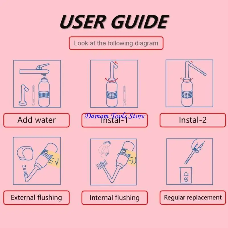 57BE 2 Pcs Portable Bidet Sprayer Butt Shower Handheld Elbow Nozzle Bidet for Personal Hygiene Perineal Hemorrhoid